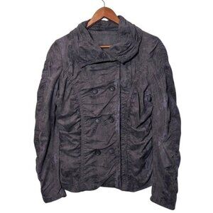 Joseph Ribkoff Women's 10 Double Breasted Jacket Ruched Lightweight Gray Purple